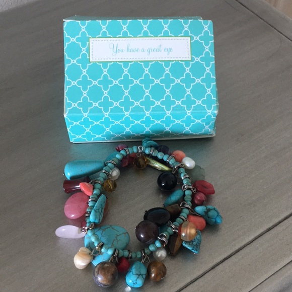 Multi Colored Stone Bracelet NWB - Picture 1 of 2